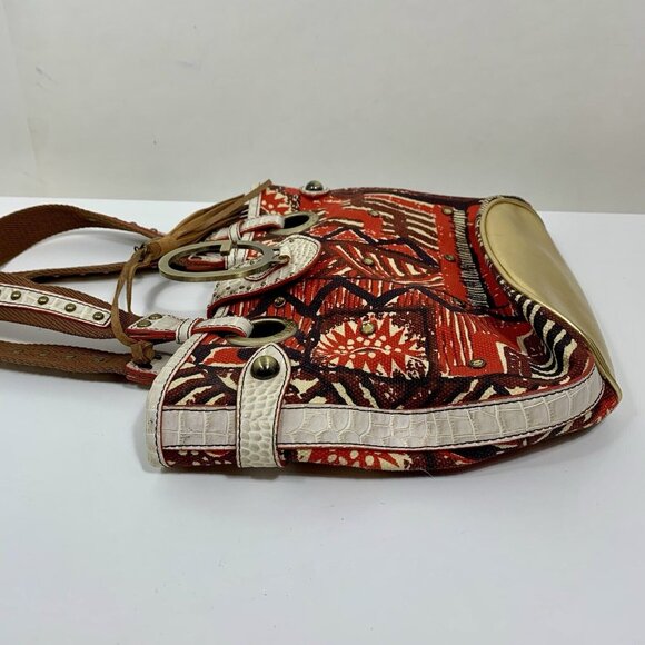 GUESS Women AFRICA Shoulder Hand Bag TOTE Tribal Print Colorful Moc Croc - Picture 7 of 11